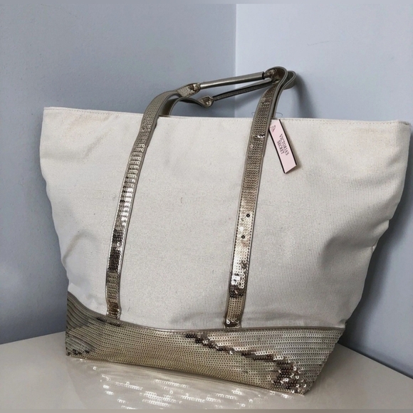 NWT Victoria's Secret Champagne Sparkle Tote Bag. - Picture 2 of 6